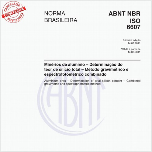 Minérios de alumínio - Determinação do teor de silício total - Método gravimétrico e espectrofotométrico combinado 