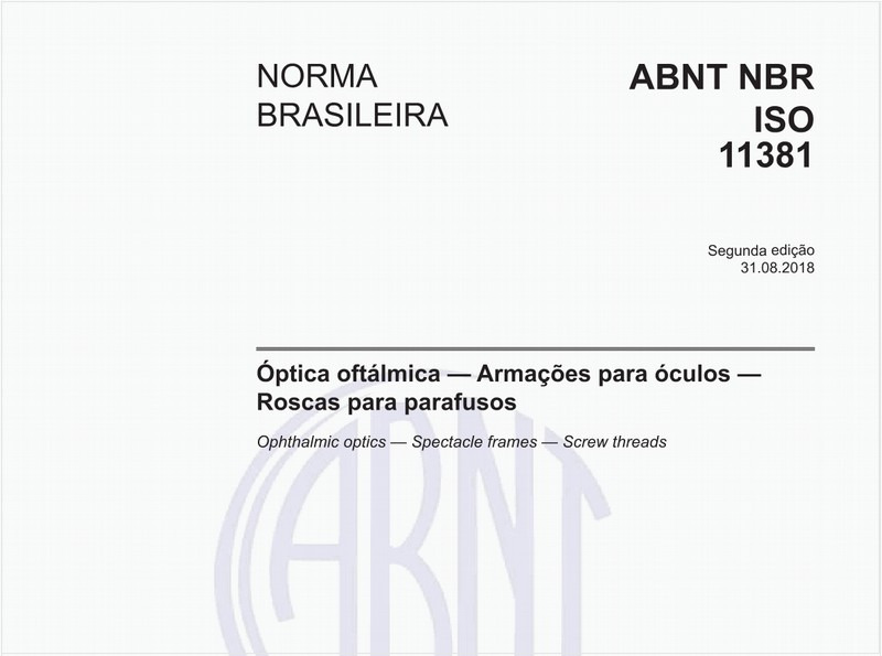 Óptica oftálmica - Armações para óculos - Roscas para parafusos