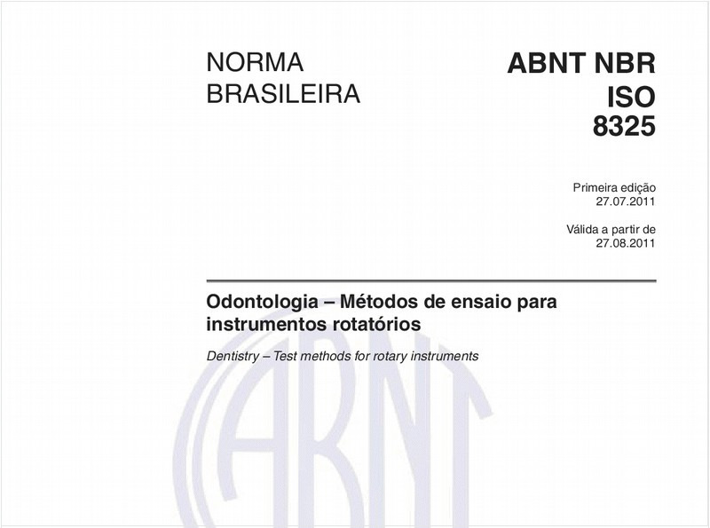 Odontologia – Métodos de ensaio para instrumentos rotatórios
