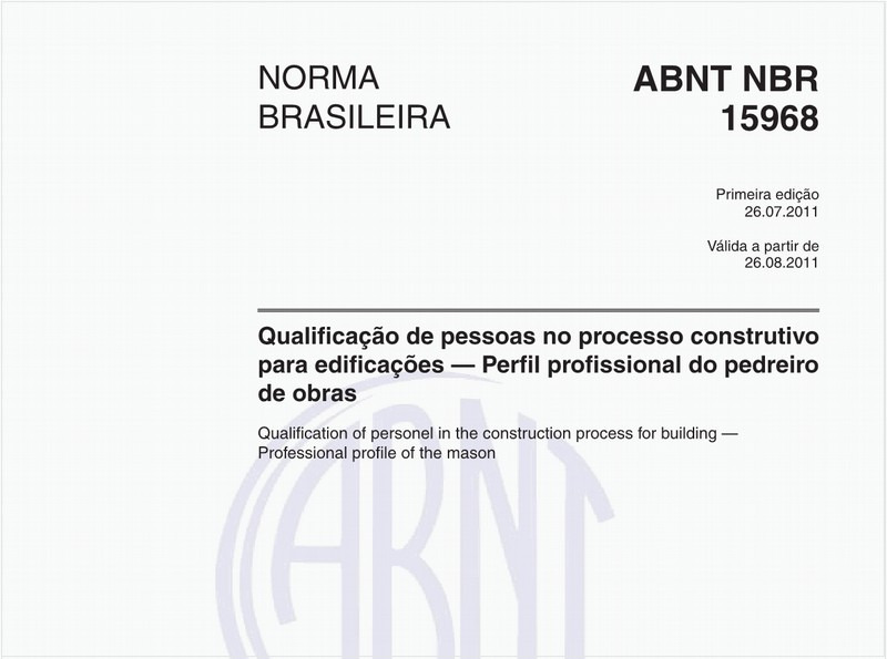 Qualificação de pessoas no processo construtivo para edificações — Perfil profissional do pedreiro de obras