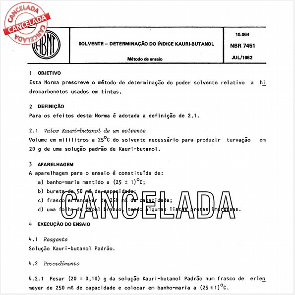Solvente - Determinação do índice Kauri-Butanol