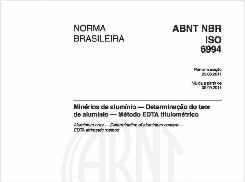 Minérios de alumínio - Determinação do teor de alumínio - Método EDTA titulométrico 
