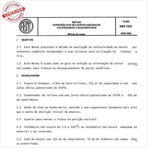 Metais - Corrosão por solventes orgânicos halogenados e suas misturas
