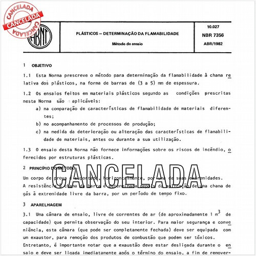 Plásticos - Determinação da flamabilidade