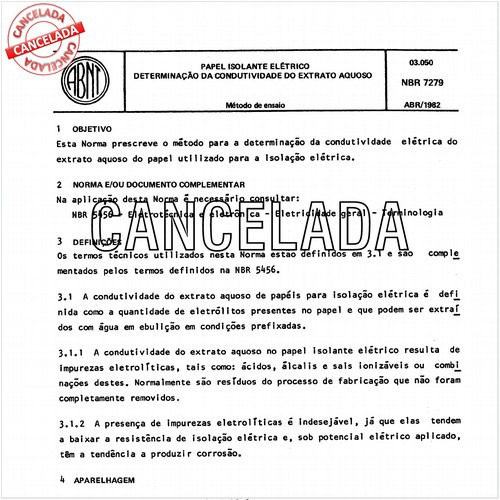 Papel isolante elétrico - Determinação da condutividade do extrato aquoso