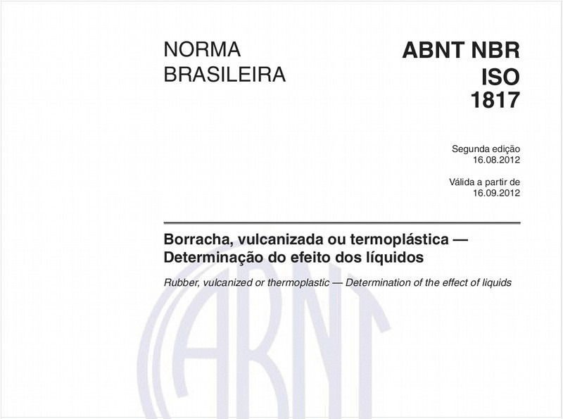 Borracha, vulcanizada ou termoplástica - Determinação do efeito dos líquidos
