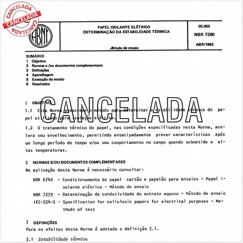 Papel isolante elétrico - Determinação da estabilidade térmica