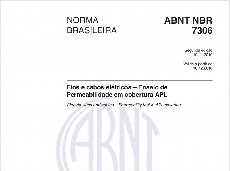 Fios e cabos elétricos - Ensaio de permeabilidade em cobertura APL