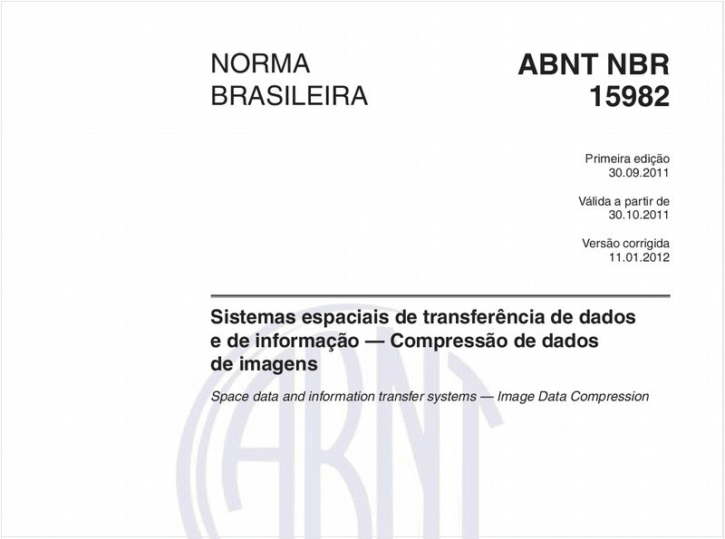 Sistemas espaciais de transferência de dados e de informação — Compressão de dados de imagens