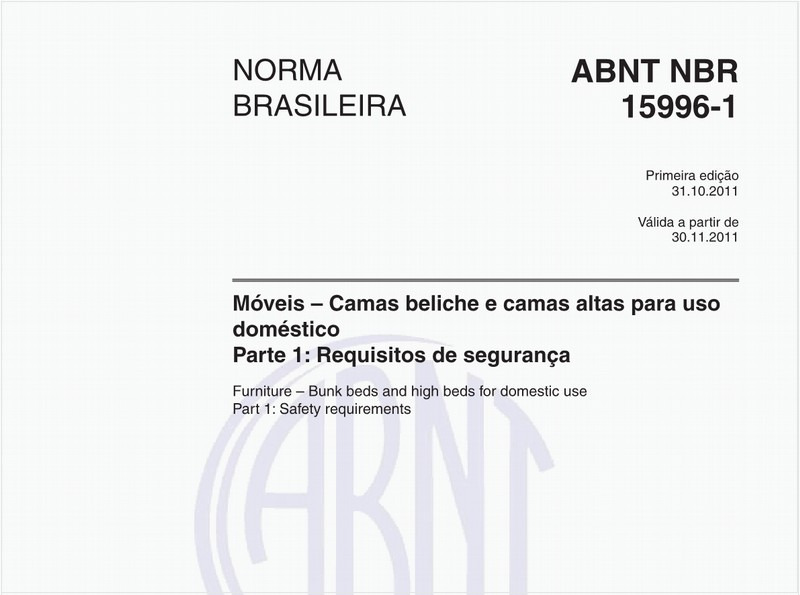 Móveis – Camas beliche e camas altas para uso doméstico - Parte 1: Requisitos de segurança