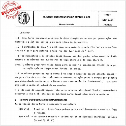 Plástico - Determinação da dureza Shore