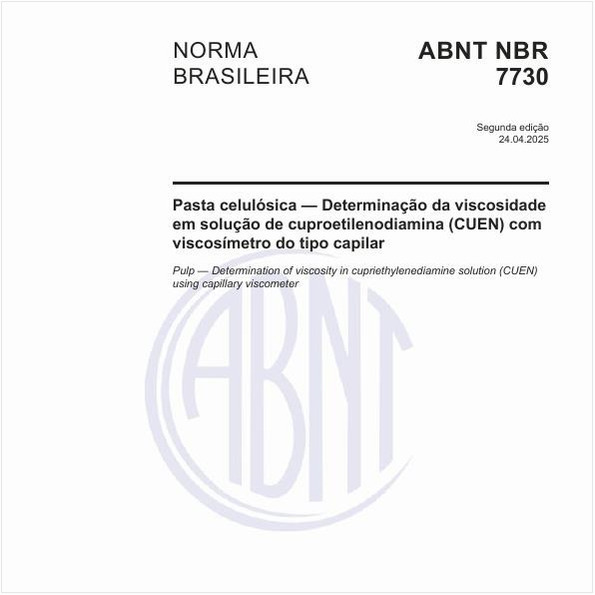 Pasta celulósica — Determinação da viscosidade em solução de cuproetilenodiamina (CUEN) com viscosímetro do tipo capilar