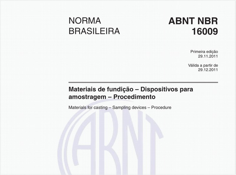 Materiais de fundição – Dispositivos para amostragem – Procedimento