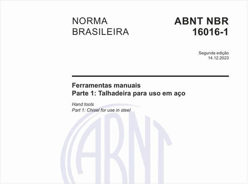 Ferramentas manuais - Parte 1: Talhadeira para uso em aço