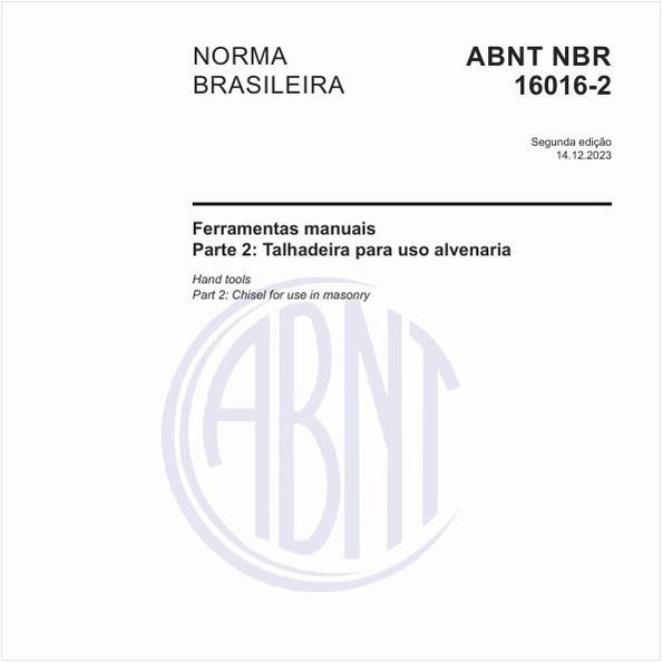 Ferramentas manuais - Parte 2: Talhadeira para uso alvenaria