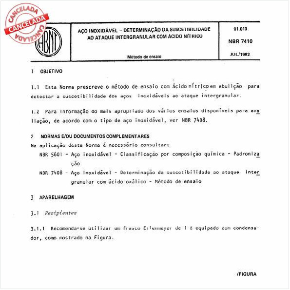 Aço inoxidável - Determinação da suscetibilidade ao ataque intergranular com ácido nítrico