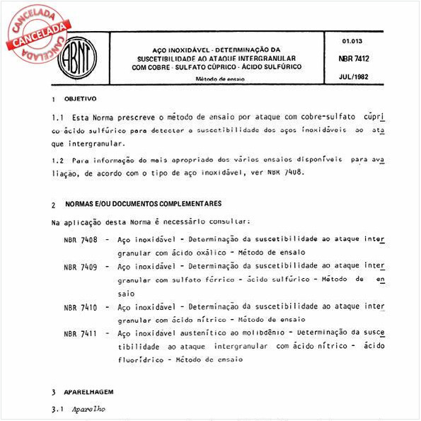 Aço inoxidável - Determinação da suscetibilidade ao ataque intergranular com cobre - Sulfato cúprico - Acido sulfúrico
