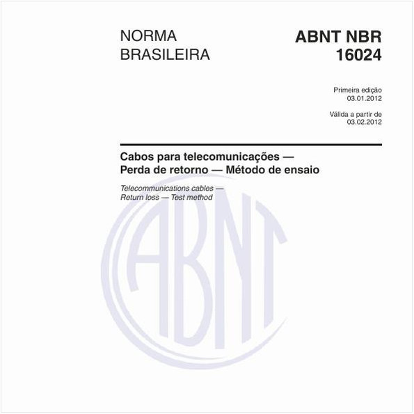 Cabos para telecomunicações — Perda de retorno — Método de ensaio