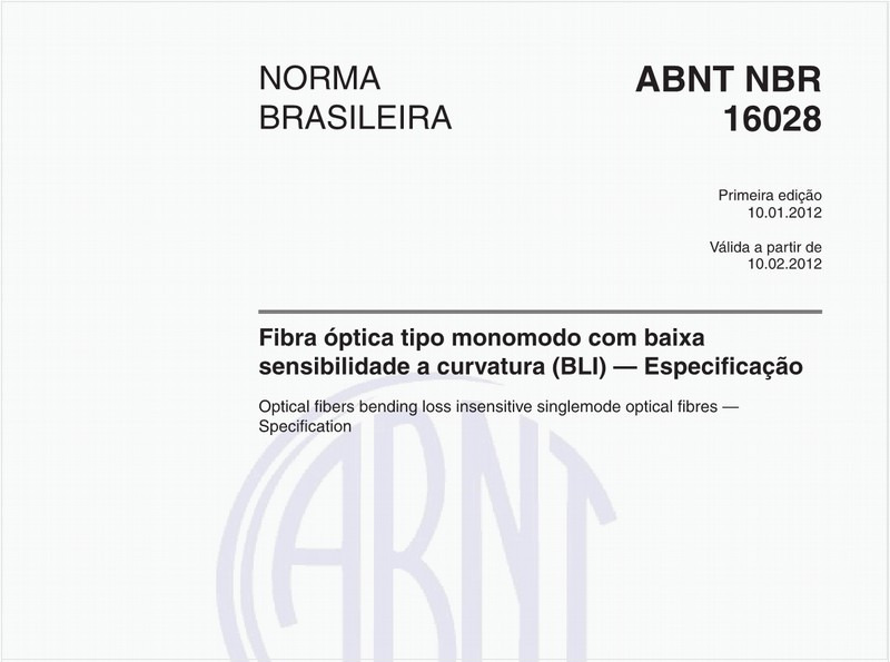 Fibra óptica tipo monomodo com baixa sensibilidade a curvatura (BLI) — Especificação