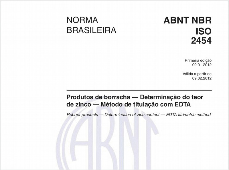 Produtos de borracha — Determinação do teor de zinco — Método de titulação com EDTA