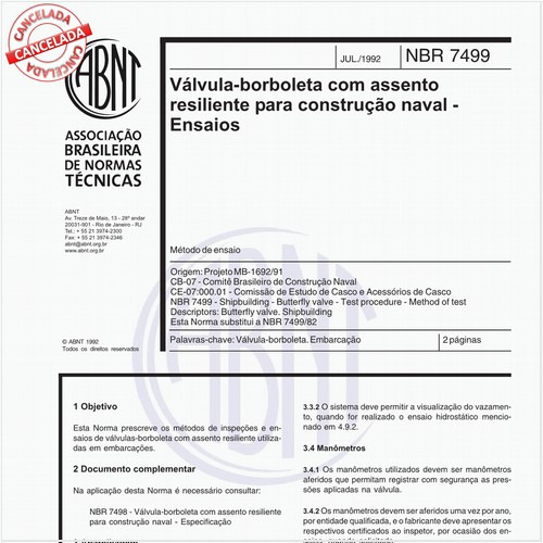 Válvula-borboleta com assento resiliente para construção naval - Ensaios
