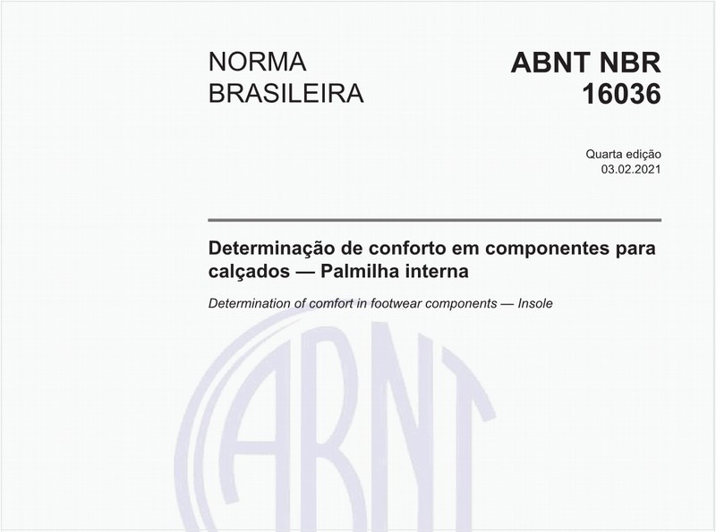 Determinação de conforto em componentes para calçados - Palmilha interna