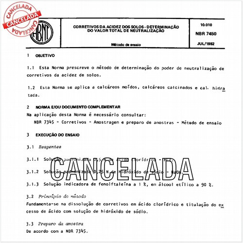 Corretivos da acidez dos solos - Determinação do valor total de neutralização