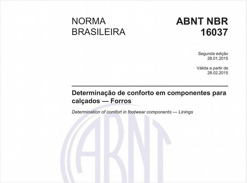 Determinação de conforto em componentes para calçados - Forros
