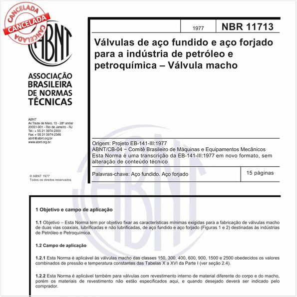Válvulas de aço fundido e aço forjado para indústria de petróleo e petroquímica - Válvula macho