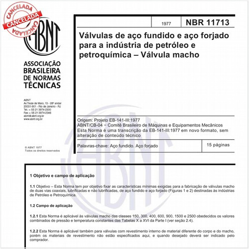 Válvulas de aço fundido e aço forjado para indústria de petróleo e petroquímica - Válvula macho