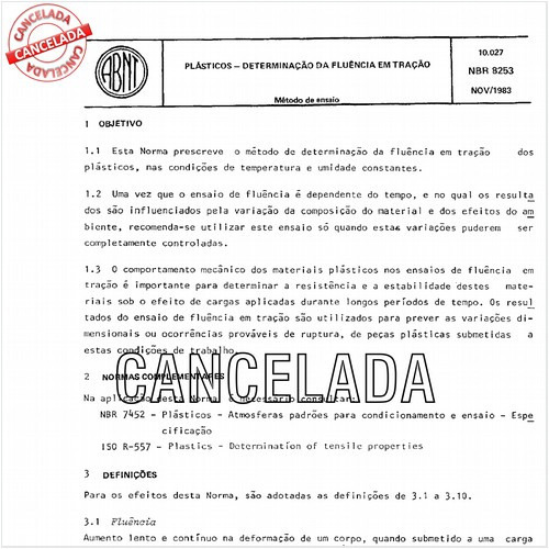 Plásticos - Determinação da fluência em tração