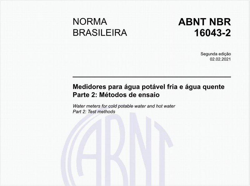 Medidores para água potável fria e água quente - Parte 2: Métodos de ensaio