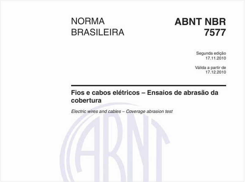 Fios e cabos elétricos – Ensaios de abrasão da cobertura