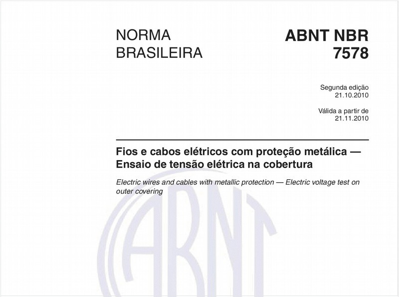 Fios e cabos elétricos com proteção metálica — Ensaio de tensão elétrica na cobertura