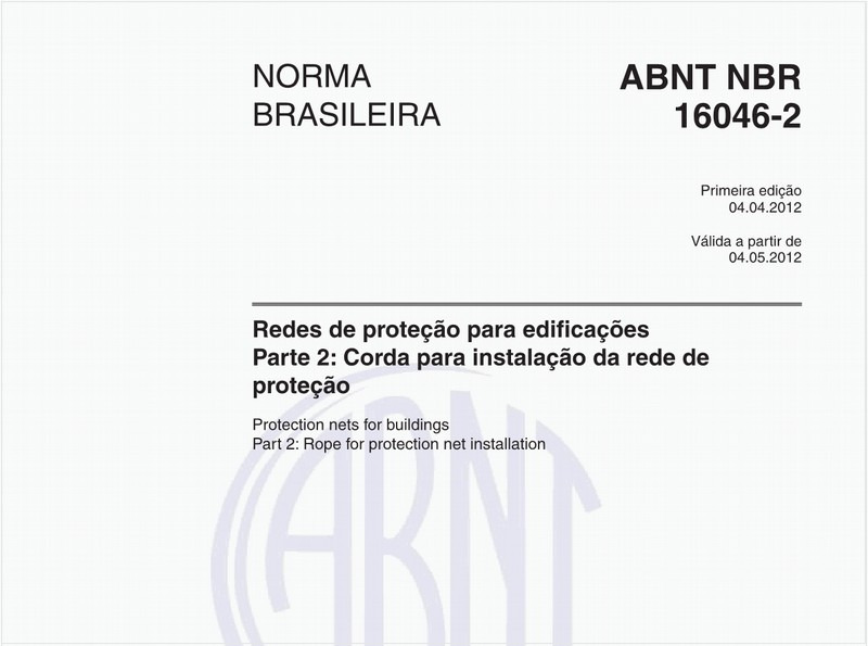 Redes de proteção para edificações - Parte 2: Corda para instalação da rede de proteção