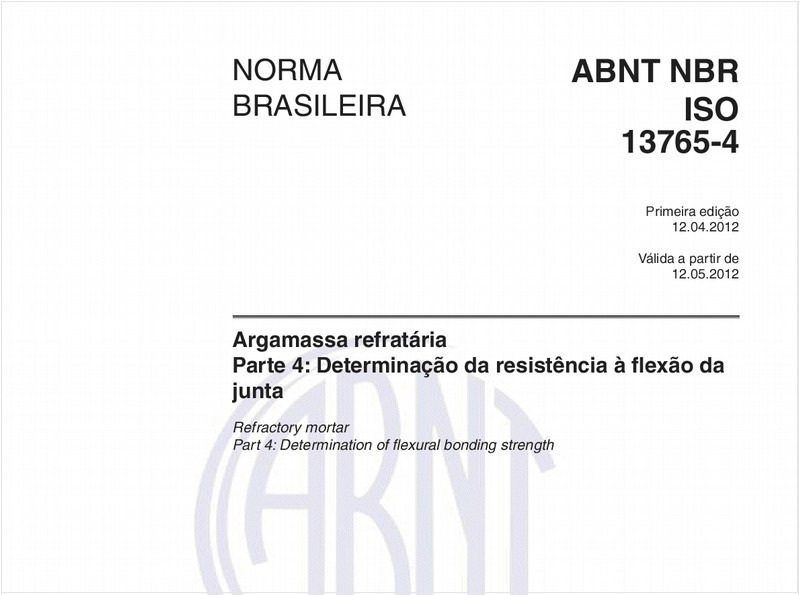 Argamassa refratária - Parte 4: Determinação da resistência à flexão da junta