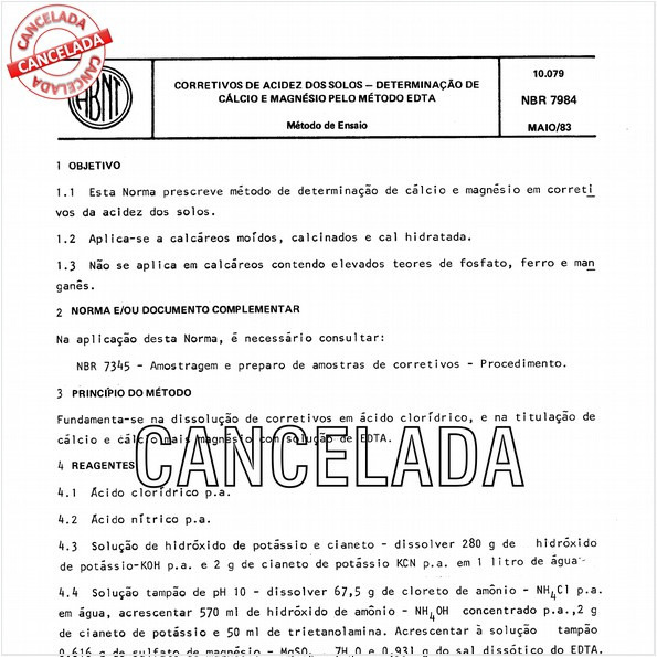 Corretivos da acidez dos solos - Determinação de cálcio e magnésio pelo método Edta