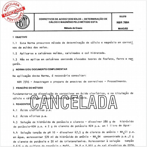Corretivos da acidez dos solos - Determinação de cálcio e magnésio pelo método Edta