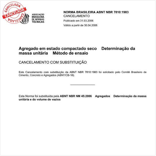 Agregado em estado compactado e seco - Determinação da massa unitária