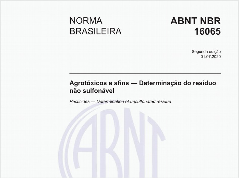Agrotóxicos e afins - Determinação do resíduo não sulfonável