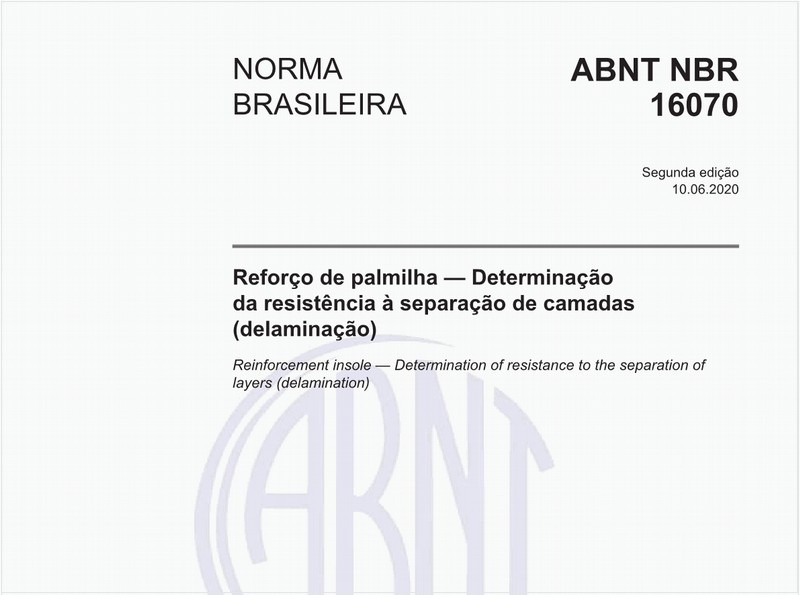 Reforço de palmilha — Determinação da resistência à separação de camadas (delaminação)