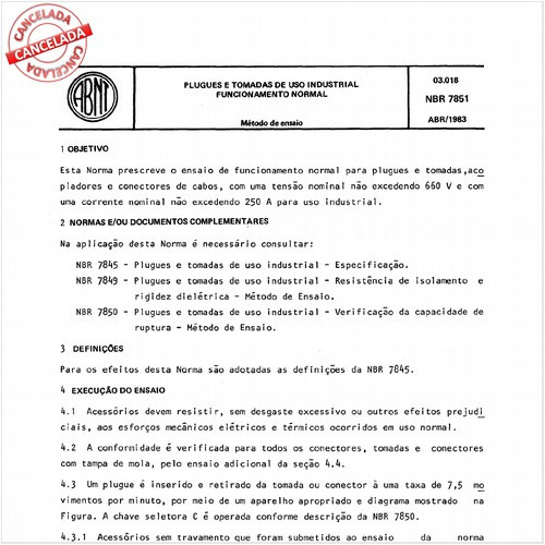 Plugues e tomadas de uso industrial - Funcionamento normal