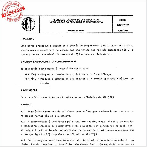 Plugues e tomadas de uso industrial - Verificação da elevação de temperatura