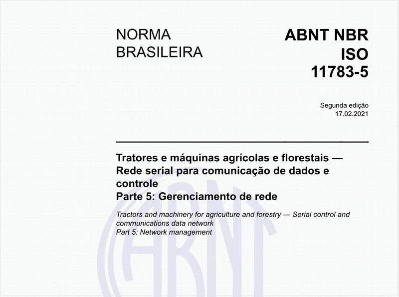 Tratores e máquinas agrícolas e florestais — Rede serial para comunicação de dados e controle - Parte 5: Gerenciamento de rede