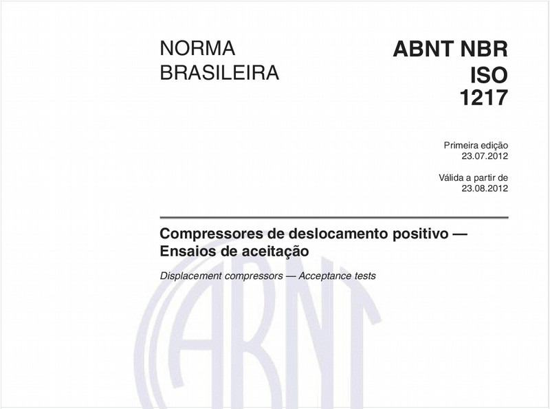 Compressores de deslocamento positivo — Ensaios de aceitação