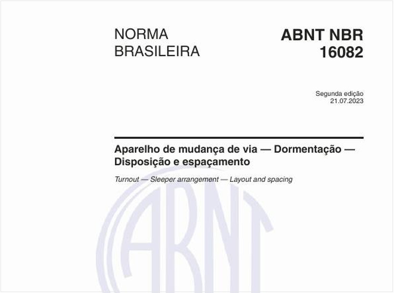 Aparelho de mudança de via — Dormentação — Disposição e espaçamento