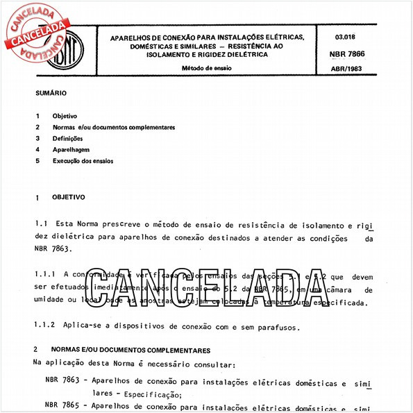 Aparelhos de conexão para instalações elétricas, domésticas e similares - Resistência ao isolamento e rigidez dielétrica