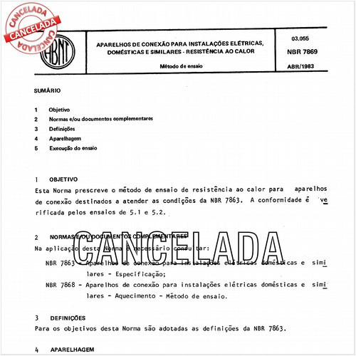 Aparelhos de conexão para instalações elétricas, domésticas e similares - Resistência ao calor