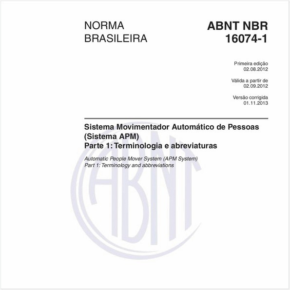 Sistema Movimentador Automático de Pessoas (Sistema APM) - Parte 1: Terminologia e abreviaturas