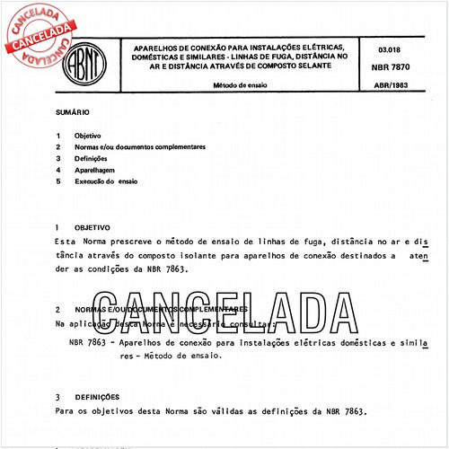 Aparelhos de conexão para instalações elétricas, domésticas e similares - Linhas de fugas, distância no ar e distância através do composto selante
